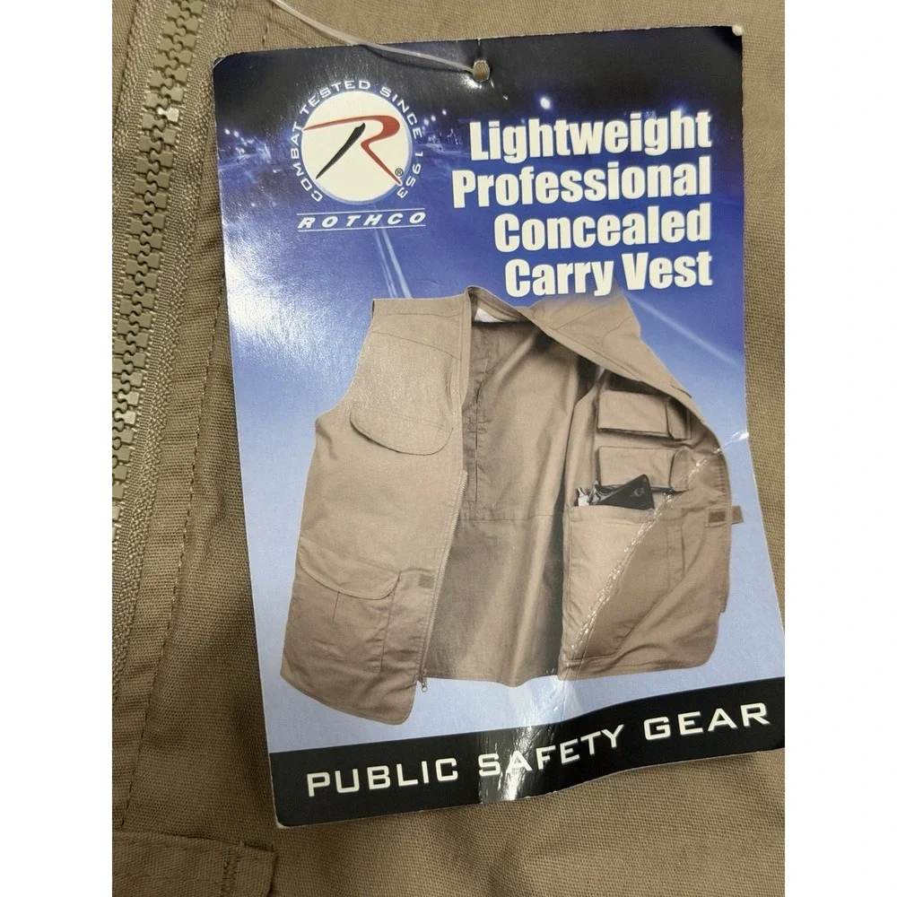 Rothco Concealed Carry Vest Mens Extra Large Khaki Lightweight Professional NWT